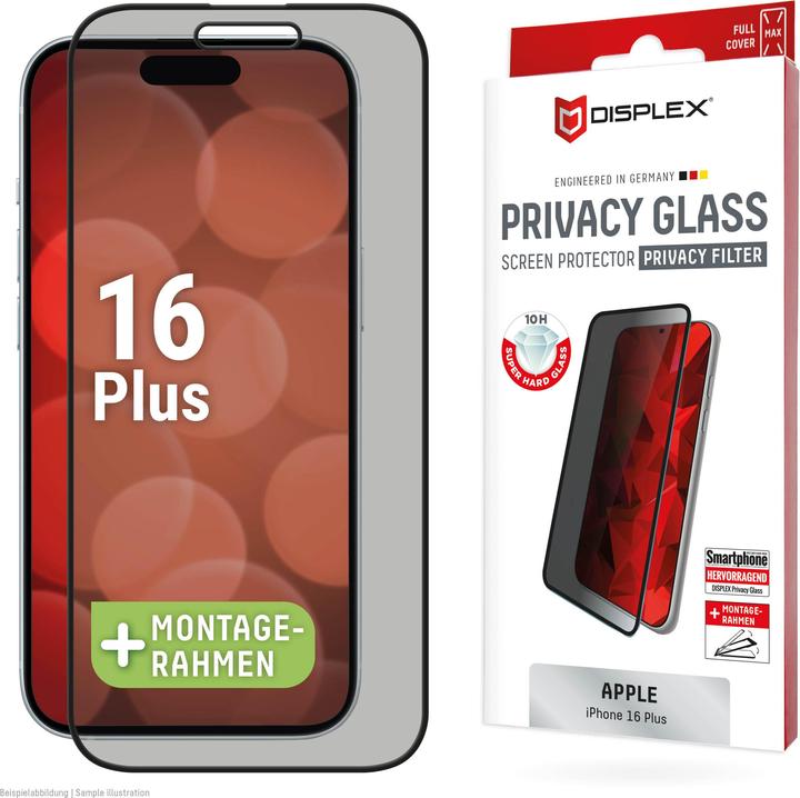 Produktbild Displex Privacy Glass, Privacy Full Cover Panzerglas (1 Stück, Apple iPhone 16 Plus)
