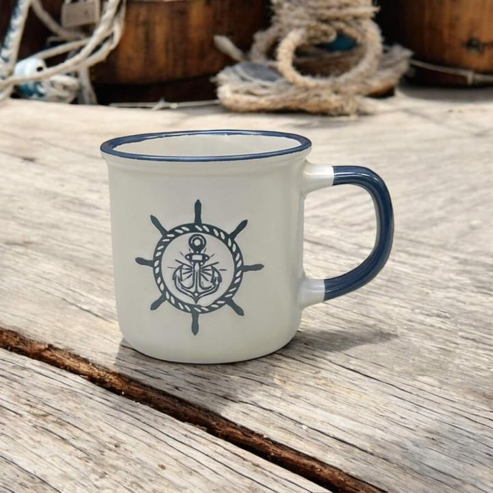 Image du produit Beanarella Tasse à café nautique, design ancre, 340ml (340 ml, 1 x)