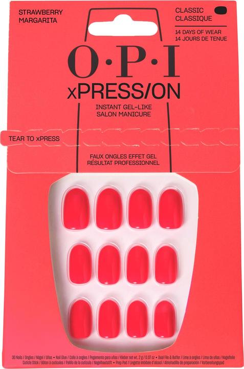 Immagine prodotto OPI xPRESS/ON Unghie a pressione e olio per cuticole 30 pezzi di unghie finte riutilizzabili fino a 14 (Unghie artificiali, Rosa)