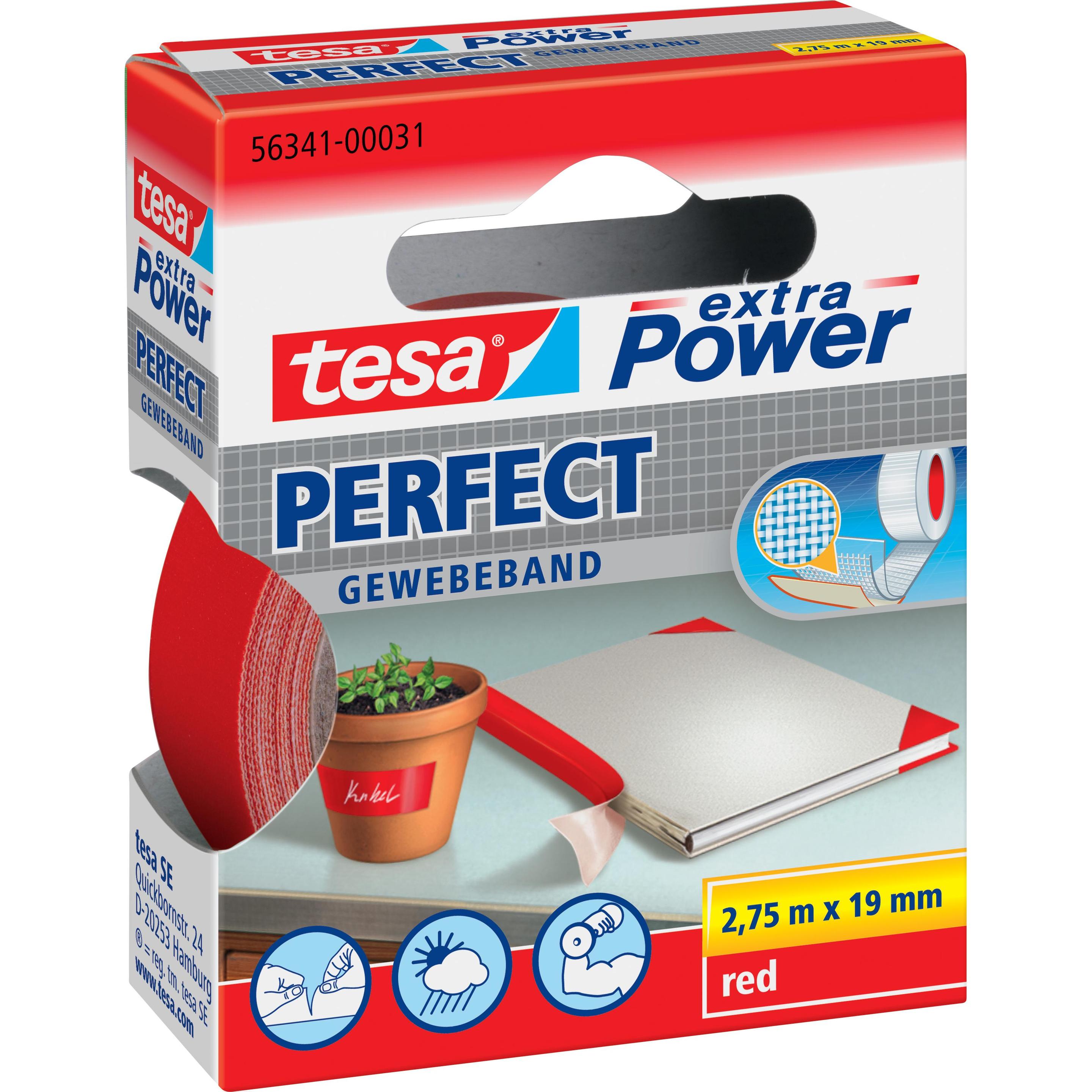 tesa, Klebeband, EXTRA POWER PERFECT Gewebeband, gewebeverstärktes Ductape (19 mm)