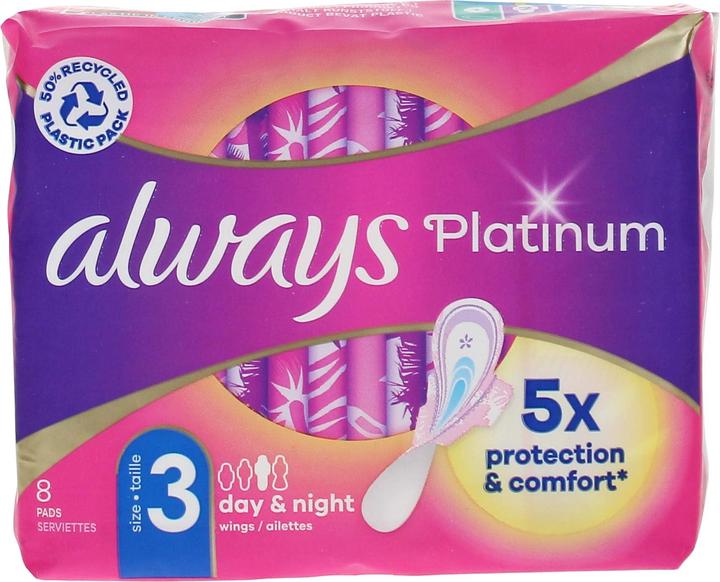 Image du produit Always Serviettes sanitaires Platinum Night avec ailes taille 3 8 tampons