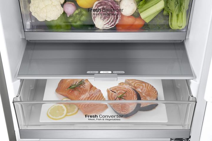 Produktbild LG GBB72NSVCN Kombinierter Kühlschrank, Klasse C, 384L, Weinregal, kein Frost, Edelstahl (419 l)