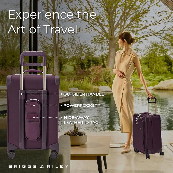 Actual product image Briggs & Riley Baseline Spinner Plum Carry On Essential Hand Luggage