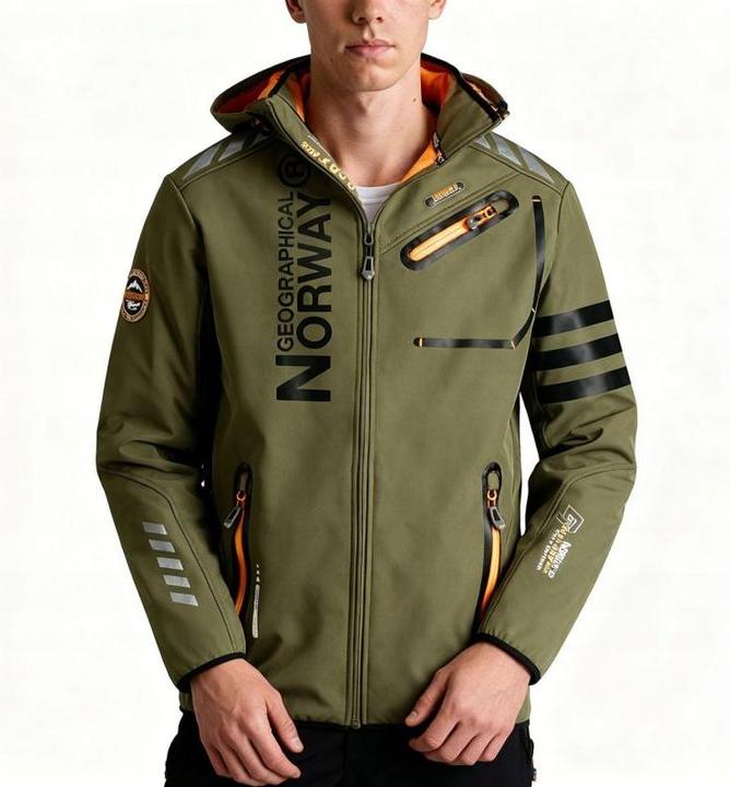 Actual product image Geographical Norway Royaute DB 068 M WY1996H/GN-Kaki / Orange Softshell Jacket