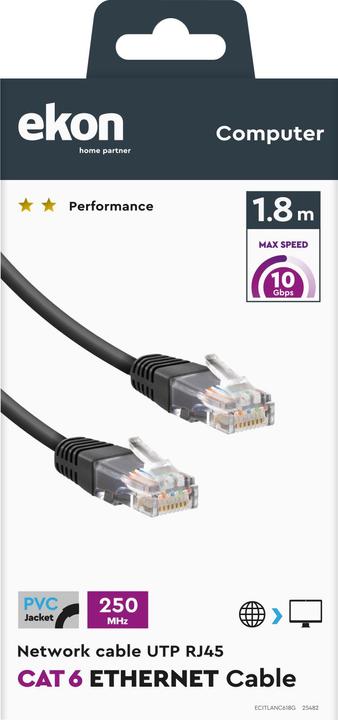 Actual product image Ekon Cat 6 network cable (U/UTP, CAT6, 1.80 m)