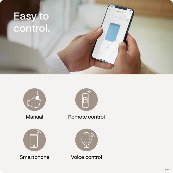 Actual product image Motionblinds Wireless Electric Black-Out Rollerblind 120x190cm - White (120 x 190 cm)