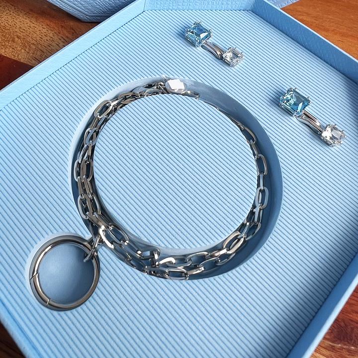 Actual product image Swarovski Jewellery for earphones blue 5619485 (Rhodium-plated metal)