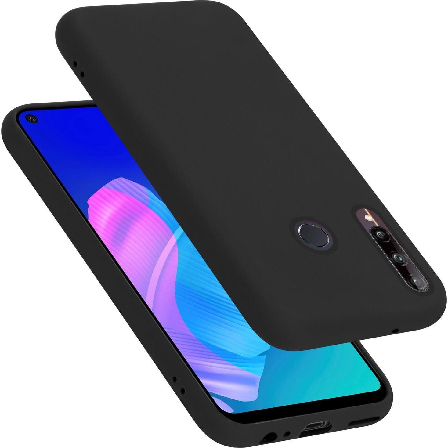 Cadorabo TPU Liquid Silicone Case Cover (Huawei P40 Lite E), Smartphone Hülle, Schwarz