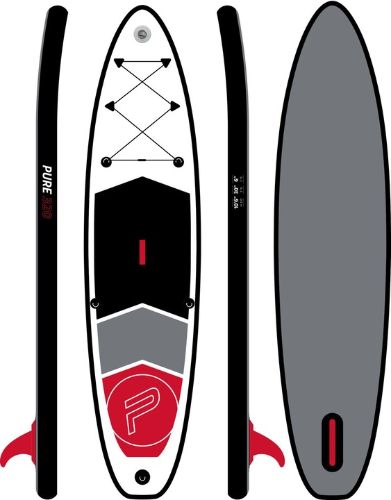 Actual product image Pure Pure2improve Stand-Up Paddle Board 4Fun Basic 320 (white/red/grey, 320cm × 76cm × 15cm, 10.6kg)