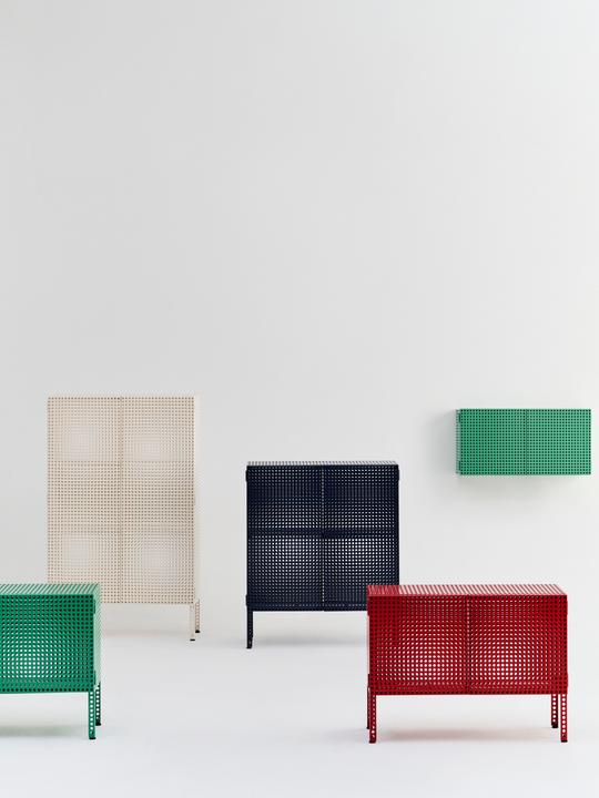 Actual product image HAY - Perforated Cabinet Floor Medium - H95 cm - Steel Blue