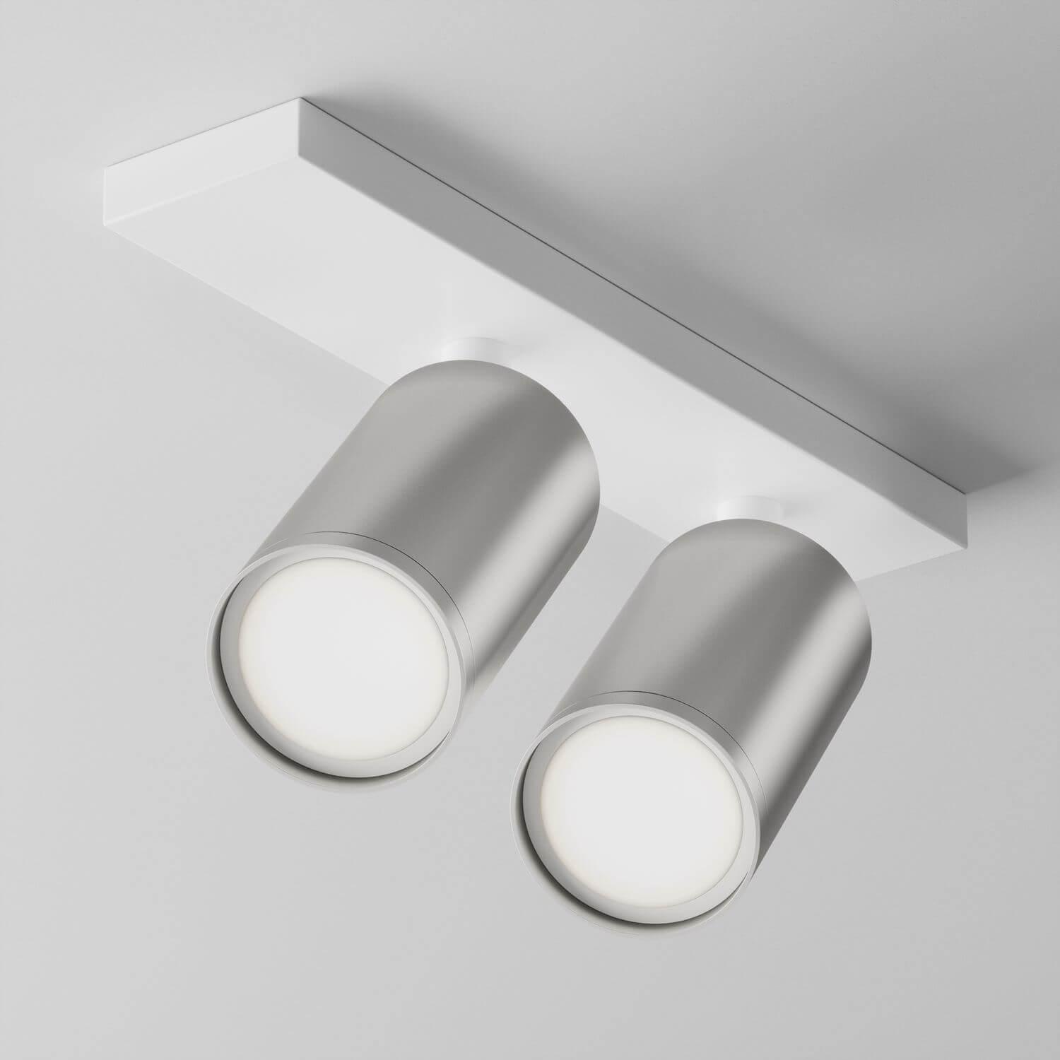 Thumbnail - Maytoni, Wandleuchte + Deckenleuchte, Focus S Deckenleuchte, Deckenlampe 2x GU10 6x44cm Weiss / matt Silber (GU10)
