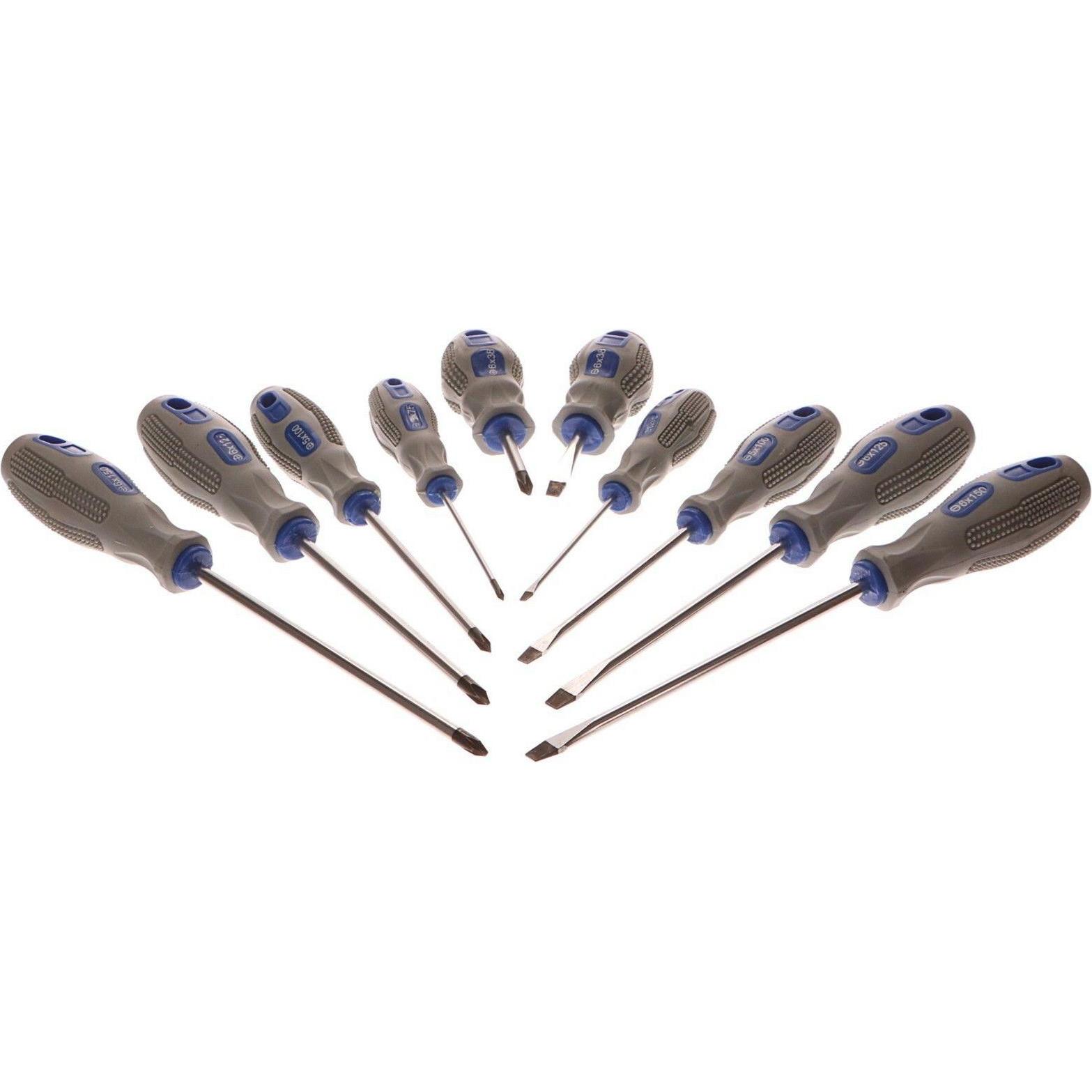 Thumbnail - GEKO, Schraubenzieher, Schraubendreher-Satz, 10-teilig, blau-grau (Kreuzschlitz)