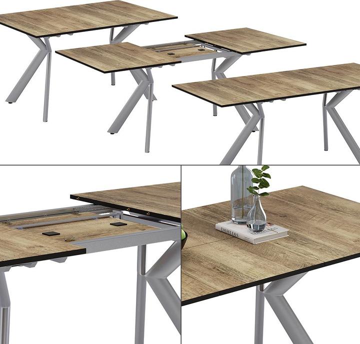 Immagine prodotto Vicco Esstisch Trill, Eiche rustikal/Grau, 140 x 90 cm ausziehbar (140 x 76 x 90 cm)