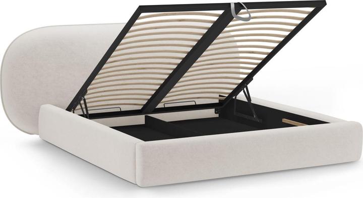 Actual product image Micadoni Storage Bed With Headboard, "Ovalo", Light Beige, 234x270x96 Made in Europe (180 x 200 cm)