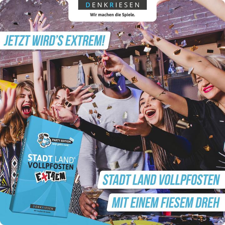 Actual product image Denkriesen STADT LAND VOLLPFOSTEN - EXTREM - Party Edition - "Jetzt geht's rund" (German)