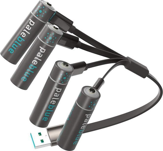 Actual product image Pale Blue Sustainability Kit USB-C (16 pcs., AA, AAA, 1560 mAh)