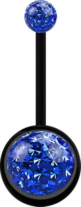 Produktbild Star Piercing Banane schwarz mit zwei Kristallkugeln dunkelblau Epoxy Schutzschicht (ohne Messing, Kunststoff)
