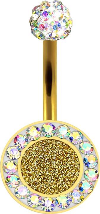 Produktbild Star Piercing Banane vergoldet mit Glitter und Kristall multicolor (ohne Messing, Chirurgenstahl 316L)