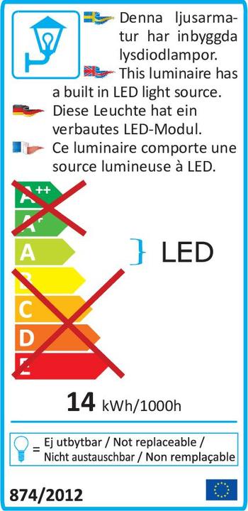 Energie-Label Konstsmide LED-Aussenwandleuchte 24 W War (720 lm, IP54)