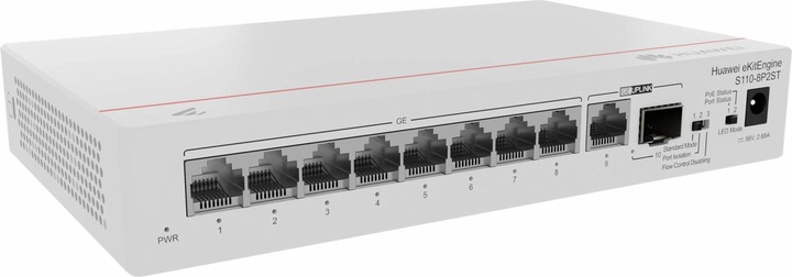 Immagine prodotto Huawei Switch S110-8P2ST /100/1000BASE-T porte PoE+ 1xGE porta SFP /100/1000BASE-T porta eKit (8 porte)