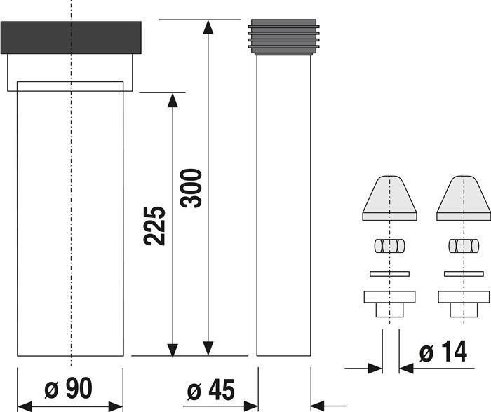 Actual product image Sanit connection set, DN 90, 300mm PE weldable, no. 58932