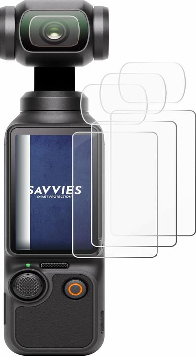 Actual product image Savvies 3x Smart Glass - 9H Hybrid Glass Screen Protector for DJI Osmo Pocket 3 (Display + Lens)