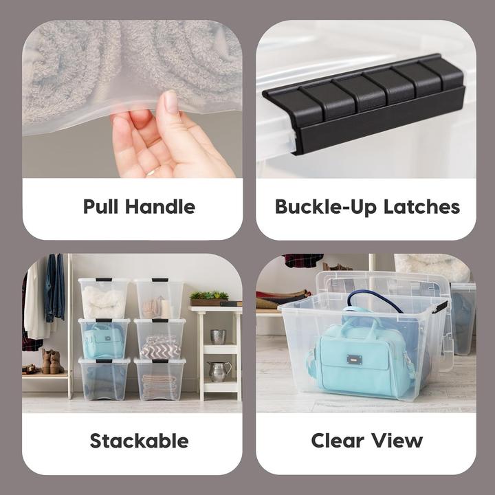 Actual product image Iris Ohyama IRIS USA 53 Quart stapel & Pull Box, 6 Pack, Clear (41.90 cm, 50 l, 6x)