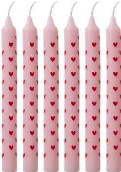 Produktbild Rice - Candles with Heart Print - Red - Small (12 Stk.)