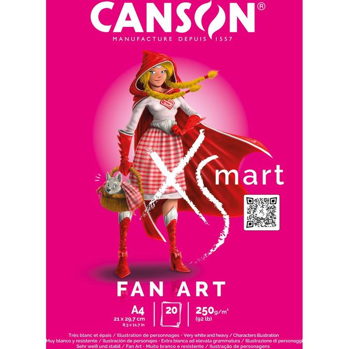 Actual product image Canson XS'MART FAN ART study pad, DIN A4 very thick, smooth white paper, 20 sheets, 250 gsm (A4, Plain)