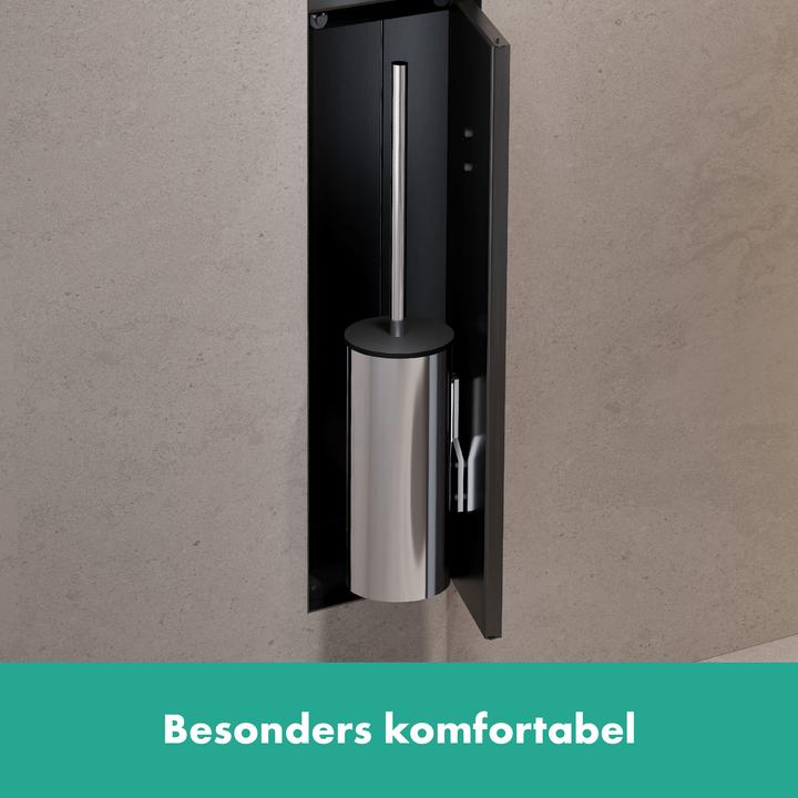 Actual product image hansgrohe HG Toilet brush holder XtraStoris Roc EB w PapHal. u tile. door matt black