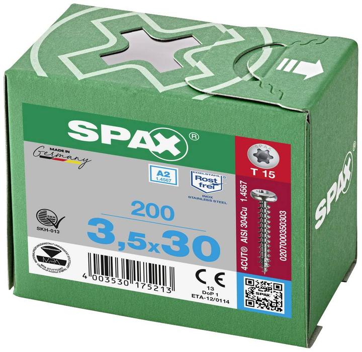 Actual product image Spax A2 Half-Round Head T-Star Plus T15 Fully Threaded (200 Screws per piece)