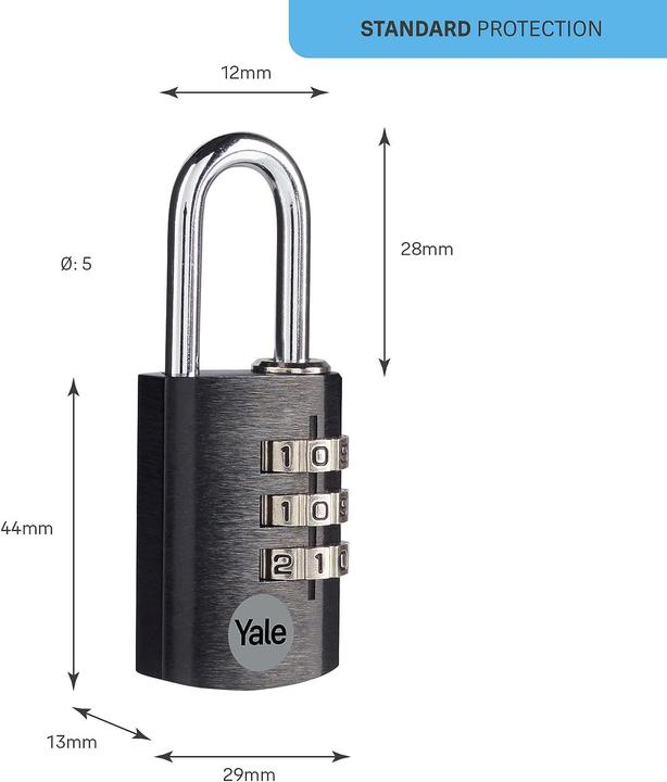 Actual product image Yale YE3CB/28/126/1/BK Padlock 28 mm Black Combination lock