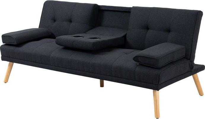 Image du produit Swisshandel24 Schlafsofa, 3-Sitzer-Schlafcouch mit Klappbarem Tisch, Becherhalter, Grau (3 places)