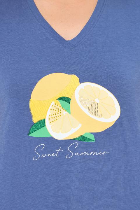 Produktbild Ulla Popken T-Shirt, Limonen, A-Linie, V-Ausschnitt, Halbarm (58)