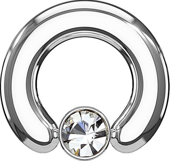 Produktbild Star Piercing Closure Ring silber Scheibe Kristall silber (Chirurgenstahl 316L, ohne Messing)