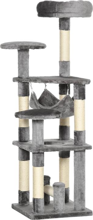 PawHut Albero per gatti con amaca (132 cm, Dgrey)