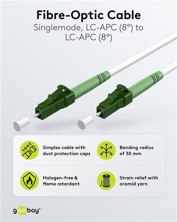 Produktbild Goobay Glasfaserkabel FTTH, Singlemode OS2 White, weiss Simplex, 15 m (S/UTP, CAT6e, 15 m)