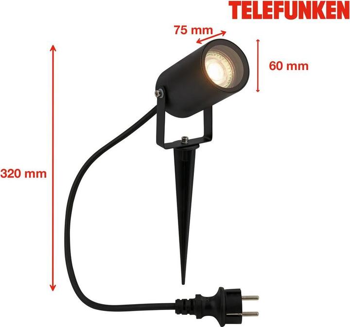 Produktbild Telefunken Erdspiess Outdoor Spot, schwarz, GU10 (GU10, IP65)