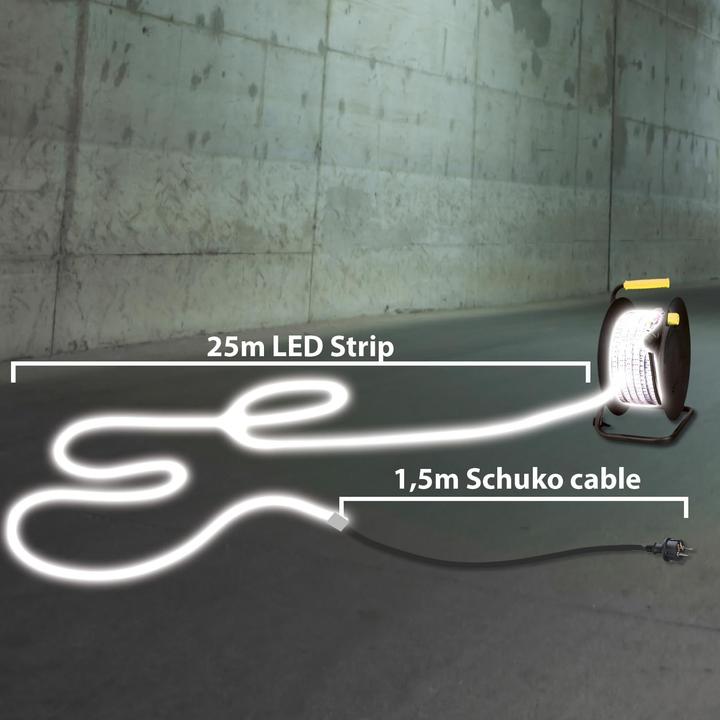 Immagine prodotto S.T.A.K Nastro LED IP65 25m 32000 lumen con avvolgitore, impermeabile per esterni (Luce del giorno, 2500 cm, Esterno)