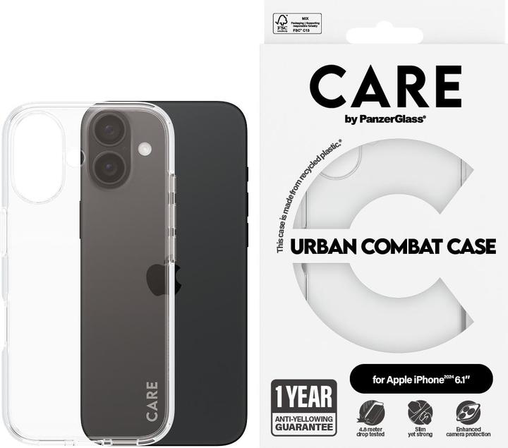 Actual product image PanzerGlass CARE Flagship Case Urban Combat Clear Frame iPhone '24 6.1" (Apple iPhone 16)