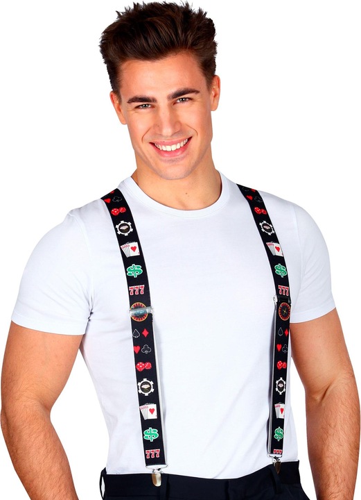Actual product image Widmann Adjustable braces with clips Poker motifs (One size)