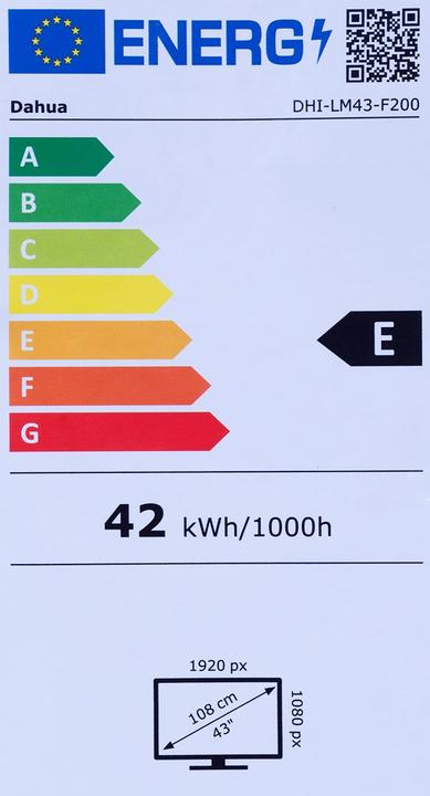 Label énergétique Dahua Moniteur LCD||Surveillance|LM43-F200 (1920 x 1080 pixels, 42.50")