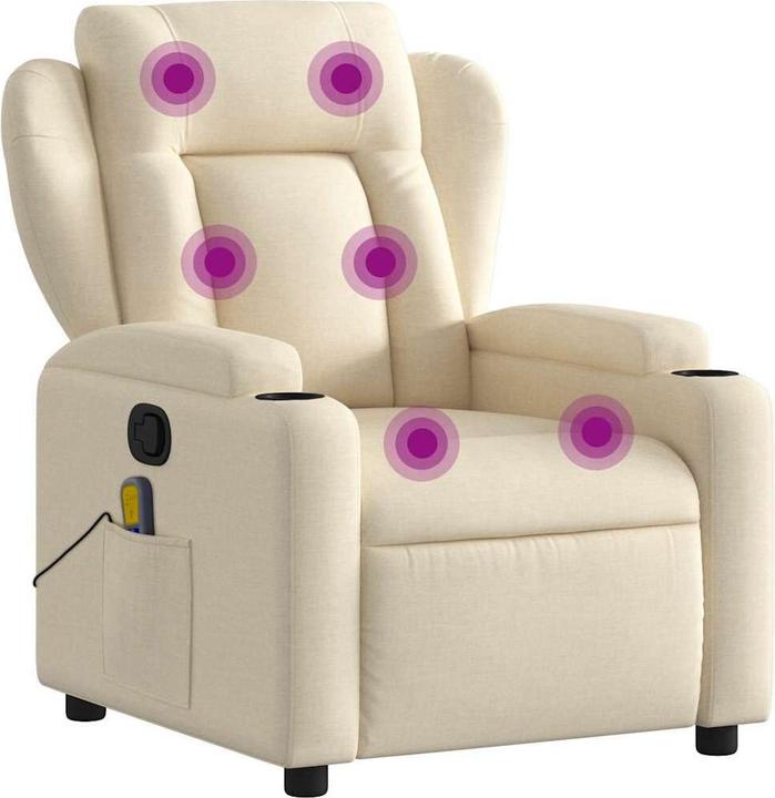 Immagine prodotto VidaXL Poltrona massaggiante in tessuto color crema,Colore: Crema,Materiale: Tessuto (100