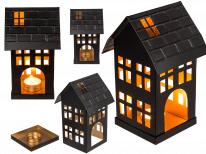 Actual product image Ootb Black metal decorative house for tea lights