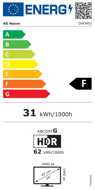 Energy Label AG neovo DW-3401 34IN ULTRAWIDE IPS (3440 x 1440 pixels, 34")