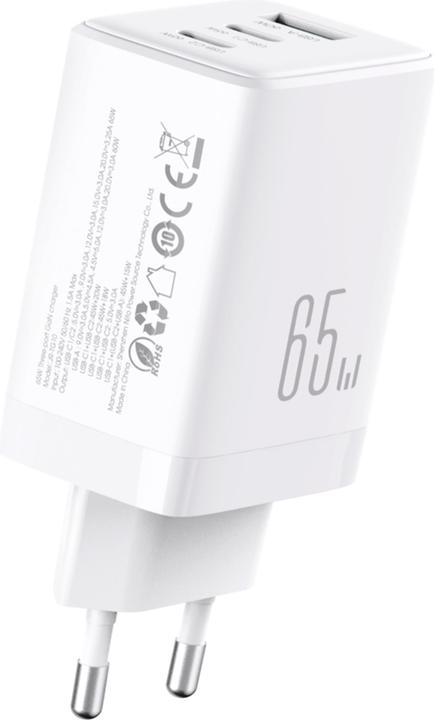 Immagine prodotto Joyroom JR-TG10 65W GaN Charger - White (EU) + A14 C to C 100W 1.2m - White (65 W, 3 porte)