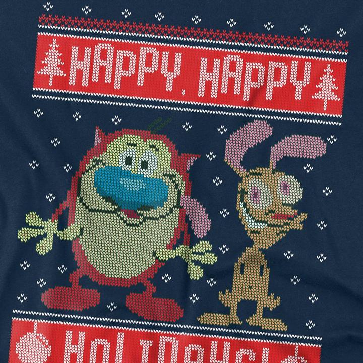 Immagine prodotto Ren & Stimpy Happy, Happy Holidays Maglietta Maglione di Natale Uomo (L)