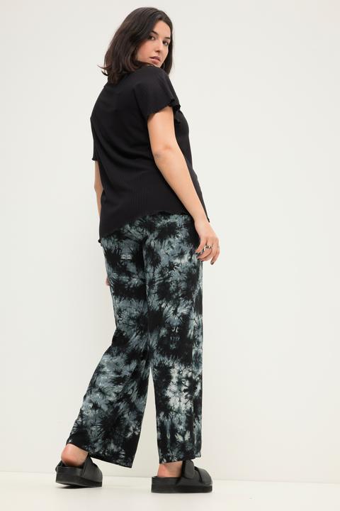 Image du produit Studio Untold Pantalon taille haute à jambes larges et taille partiellement élastique. Imprimé batik (44)