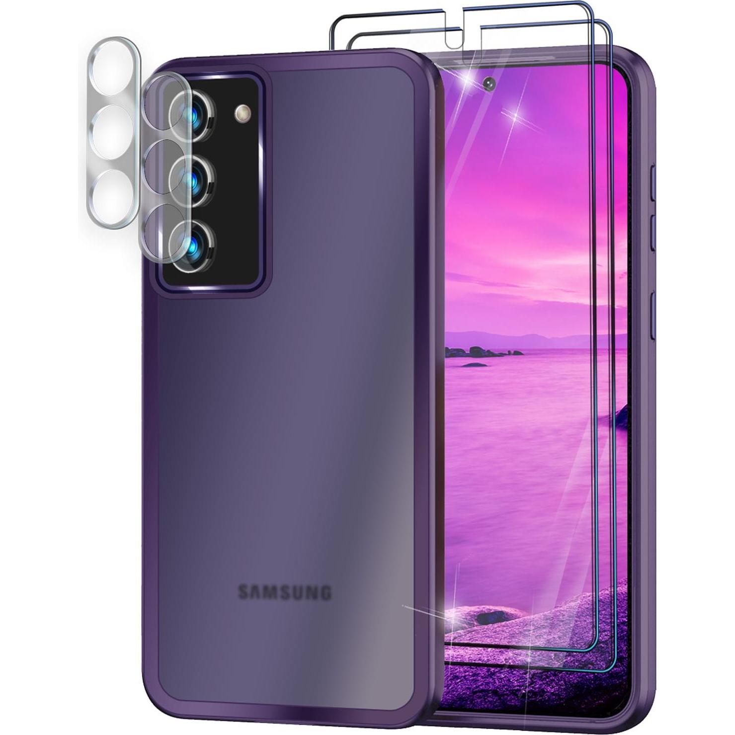 Nalia Hybrid Hülle Semi-Transparent mit 2x Display-Schutzglas & 2x Kamera-Glas (Samsung Galaxy S23+), Smartphone Hülle, ...