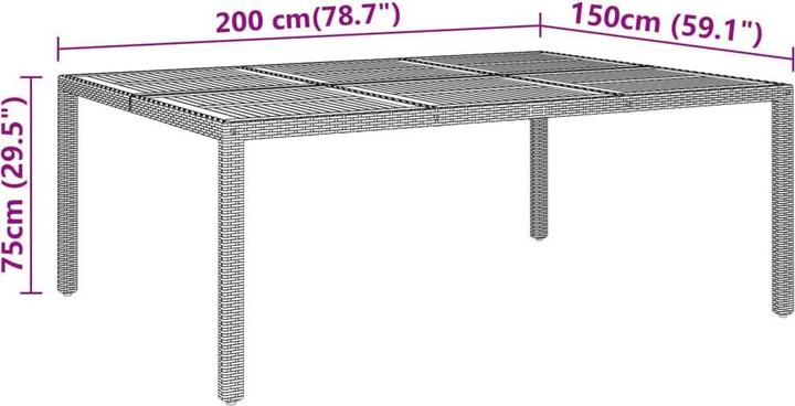 Image du produit vidaXL Garten Essgruppe (200 x 150 x 75 cm)